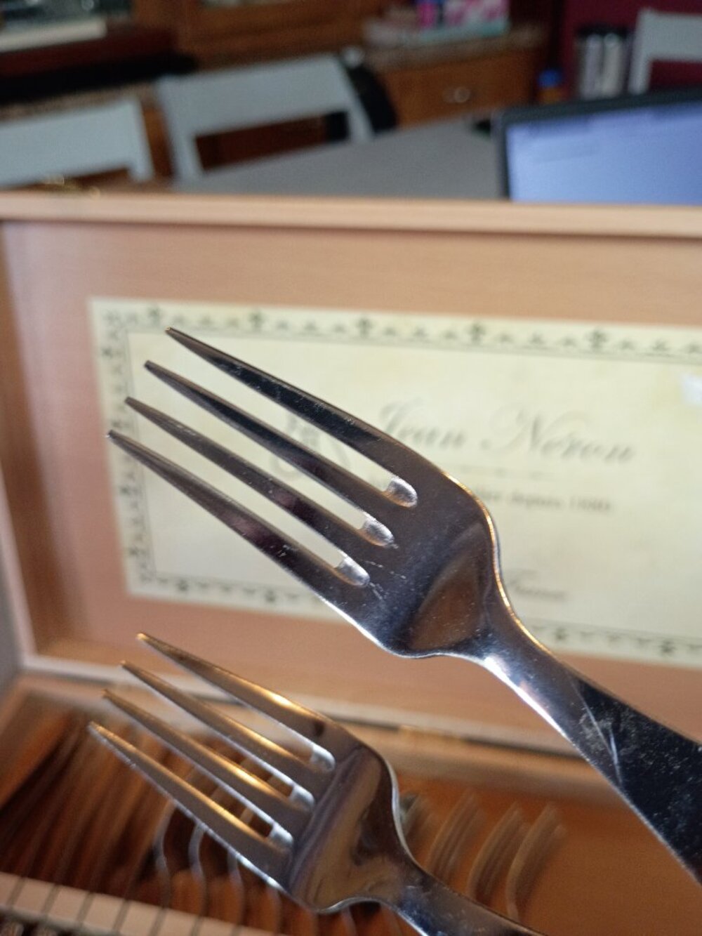 Jean Néron Laguiole France Flatware Set 24pc Stainless Steel — Wood Box - Picture 8 of 11
